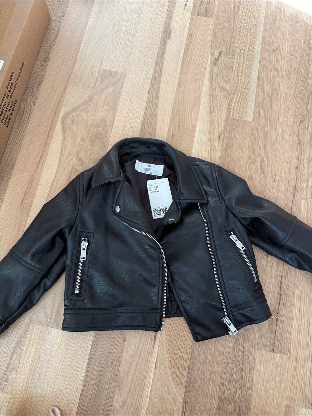 H&M Kids Black Faux Leather Biker Jacket